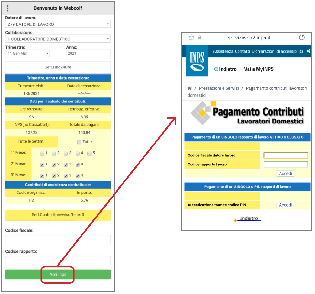 Elaborazione mav online da app